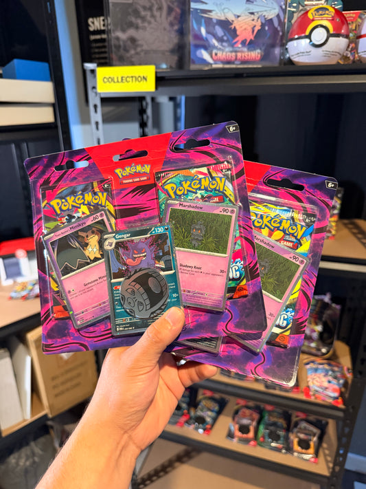Halloween Pitch Black and Chaos Rising Double Blister - Gengar, Mimikyu, and Marshadow